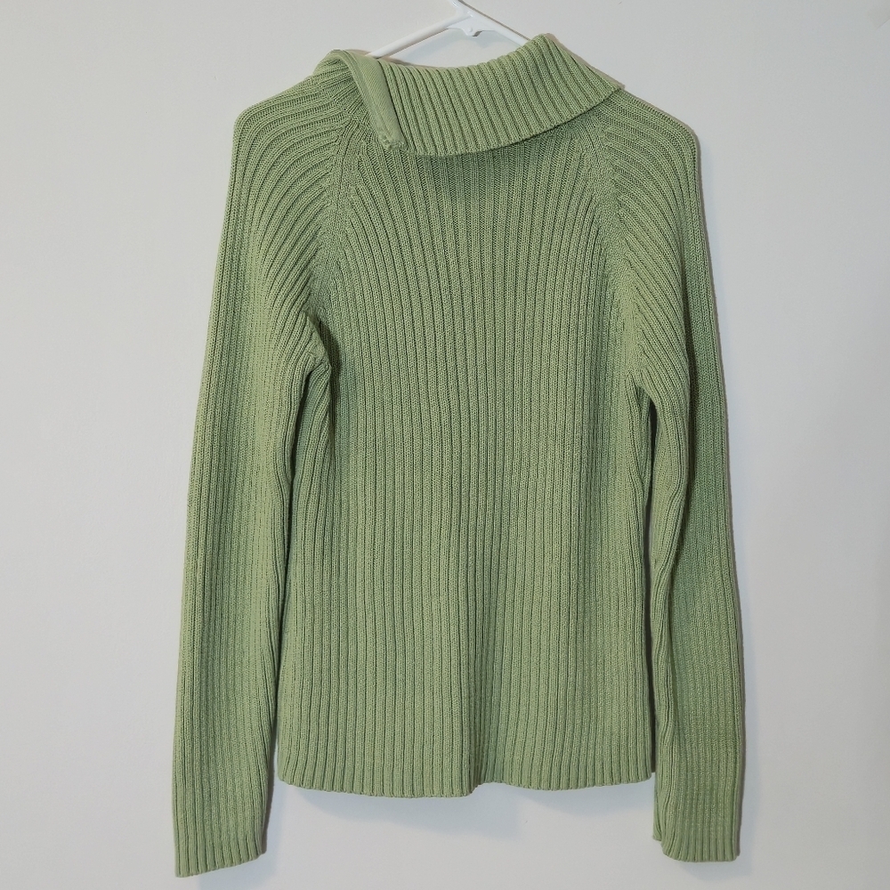 Reitmans XL Sage Green Ribbed Mock Neck Sweater Zipper Detail Soft Cotton Knit - Picture 10 of 12